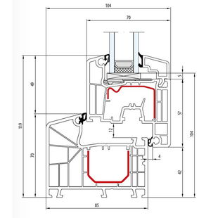 Aluplast IDEAL 4000 85mm Fenster CL 119mm - 140x00 - 140x20
