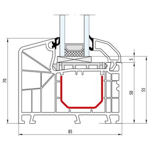 Aluplast IDEAL 4000 85mm Festverglasung 70mm - 140x00