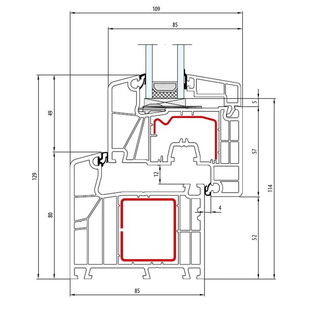 Aluplast IDEAL 7000 Fenster Classic-Line 129mm - 170x03 - 170x20