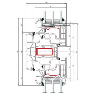 Aluplast IDEAL 8000 Pfosten 104mm Fenster Round-Line 77mm - 180x44 - 180x22