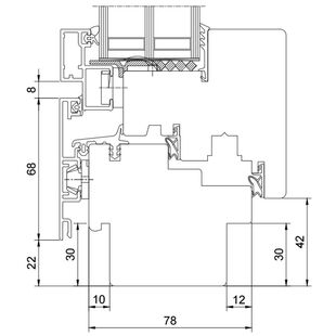 Duoline 78 Fenster mit Standard Falzschnitt beidseitig