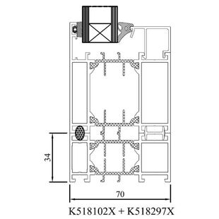 Drutex MB 70 34mm Rahmenverbreiterung Detailzeichnung