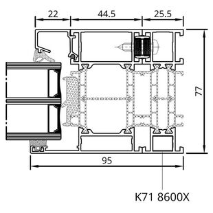 Drutex MB-86SI 25,5mm Rahmenverbreiterung Detailzeichnung