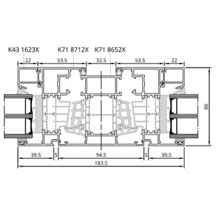 Drutex MB-86SI Fensterpfosten Detailzeichnung