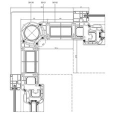 Geleiderail met variabele 90°-hoekverbinder voor het Iglo 5-profiel