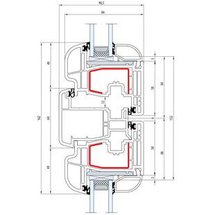 Gealan S 8000 Stulp 64mm Fenster Round-Line Flügel 5-Kammer - 8304 8068