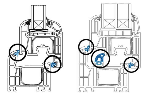 Kunststofffenster mit verschiedenen Dichtungsebenen