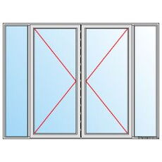 Nebeneingangstür zweiflügelig mit Seitenteilen beidseitig