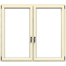 Zweiflügeliges Kunststofffenster Fenster in Cremeweiß