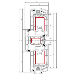 Aluplast IDEAL 4000 Pfosten 84mm Terassentür innen öffnend Classic-Line 140x41-140x30