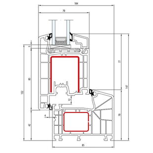 Aluplast IDEAL 4000 85mm Terrassentür aussen öffnend Classic-Line 147mm - 140x00 - 140x31
