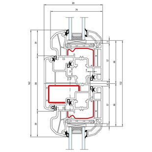Aluplast IDEAL 5000 Stulp 84mm Fenster Round-Line 77mm - 150x67 - 150x26