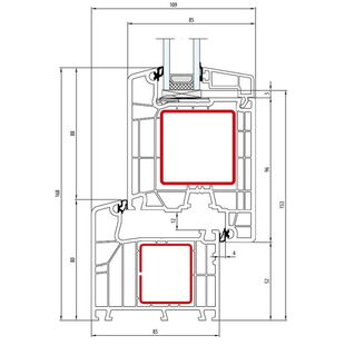 Aluplast IDEAL 7000 Tür innen öffnend Classic-Line 168mm - 170x03 - 170x33
