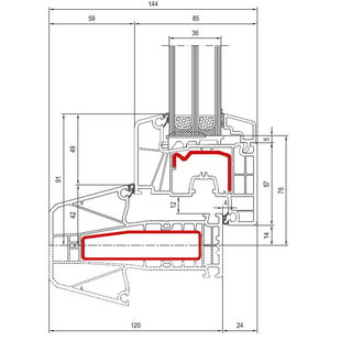 Aluplast IDEAL 7000 NL Pfosten 84mm Fenster Classic-Line - 170x57 - 170x20