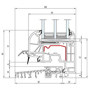 Aluplast IDEAL 8000 Schwelle 20mm Balkontür Round-Line 77mm - 180x22