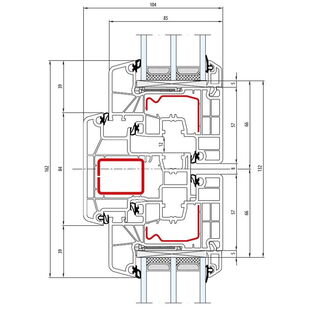 Aluplast IDEAL 8000 Stulp 84mm Fenster Classic-Line 77mm - 180x66 - 180x20