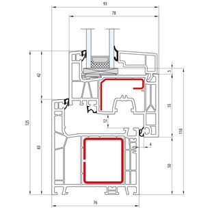 Aluplast IDEAL Neo Fenster Cube-Line 125mm - 160x02 - 160x20