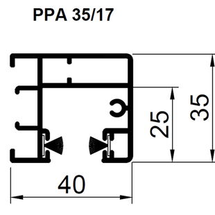 Aufsatzrollladen Führungsschiene PPA 35mm