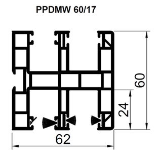 Aufsatzrollladen Führungsschiene PPDMW 60mm