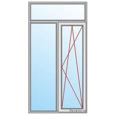 2-flügelige Balkontür Fest-DKR mit Oberlicht Festverglasung