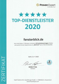 ProvenExpert klantbeoordelingen-keurmerk Fensterblick 2020