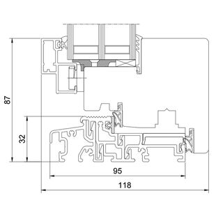 Drutex Duoline 88 Balkontür mit Schwelle 32mm