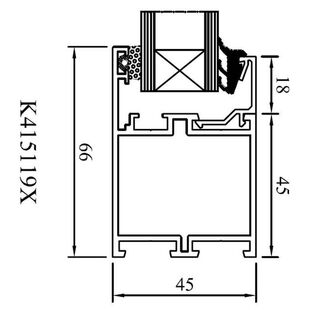 Drutex MB 45 Fensterprofil Festverglasung Detailzeichnung