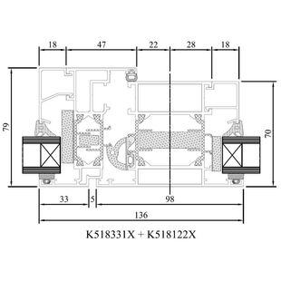 Drutex MB 70 HI Pfosten mit Dreh-Kipp/Fest Detail