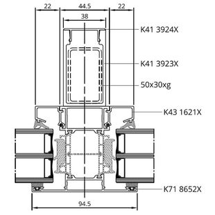 Drutex MB-86SI Statik Profil verstärkt innen Detailzeichnung