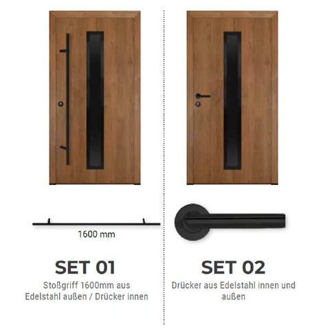 FM Haustueren AC68, DS92, P90 Blackline Griffset