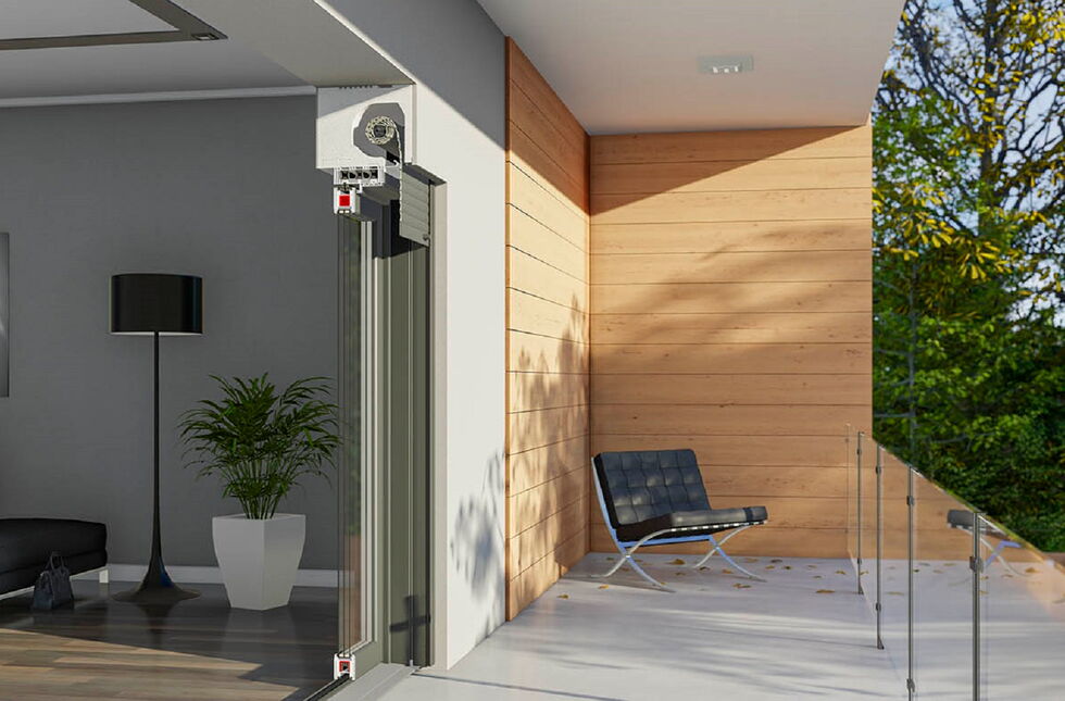 Einbau einer Hebeschiebetür mit Aufsatzrollladen Drutex RS Styropor