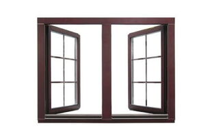 Holzfenster mit Pfosten in Softline Braun