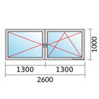 Fenstermaß 2600x1000mm