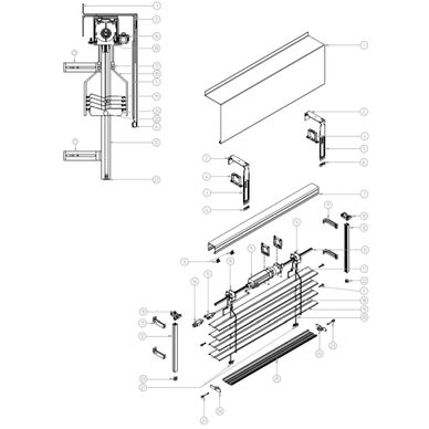 Raffstore PZF Z90 mit Führungsschiene und elektrischer Steuerung Explosionszeichnung