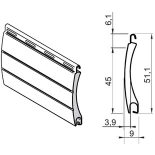 Lamelle PA45 Alu technische Zeichnung