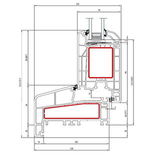 Aluplast IDEAL 4000 NL Tür innen öffnend Classic-Line 172mm Flosse 20mm - 140x54 - 140x33