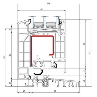 Aluplast IDEAL 8000 Türschwelle 20mm aussen öffnend Classic-Line 105mm- 180x31
