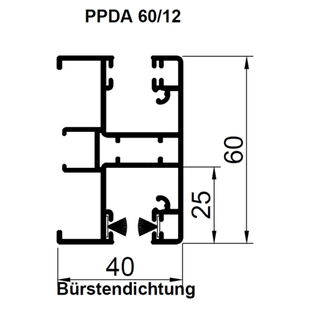 Aufsatzrollladen Führungsschiene PPDA 60mm
