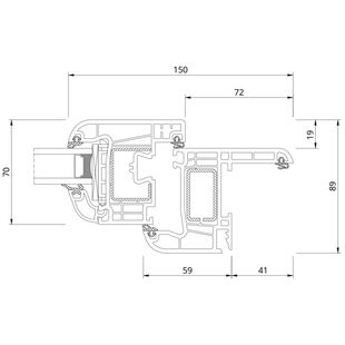 Drutex Iglo EXT Rennovation Fenster Flosse 41mm Detailzeichnung - 50004 50016