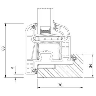Drutex Iglo EXT Balkontür Schwelle 36mm Holz Detailzeichnung - 50016