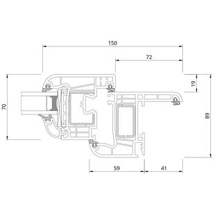 Drutex Iglo Premier Rennovation Fenster Flosse 41mm Detailzeichnung - 50004 50016