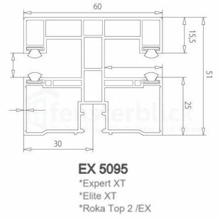 Aufsatzrollladen Führungsschiene Exte EX 5095 60mm beidseitig