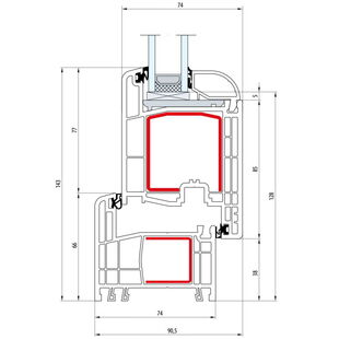 Gealan S 8000 Terrassenflügel innen öffnend Classic-Line 143mm - 8001 - 8081