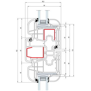 Gealan S 8000 Stulp 64mm Fenster Round-Line Flügel 6-Kammer - 8080 8096