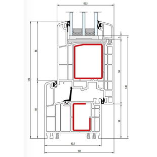 Gealan S 9000 Tür innen öffnend Classic-Line 170mm - 6016 - 6025