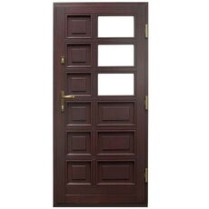 Holz-Haustür mit Kassetten-Applikationen in Dunkelbraun