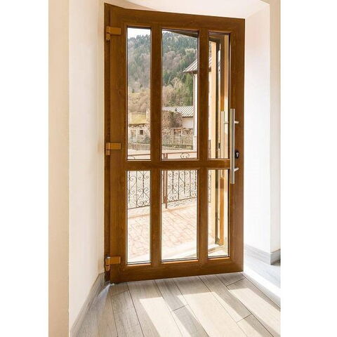 Kunststoff Nebeneingangstür mit Fenster in streifen douglasie