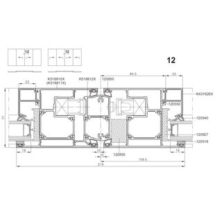 Aluprof MB-77 HS Tür 2flg Treffpunkt der Schiebeflügel Detail
