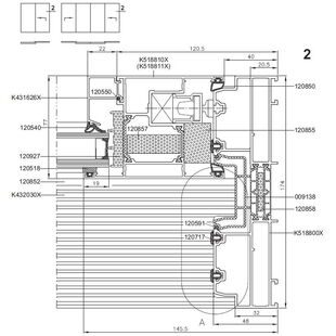Aluplast MB-77hi HS Tür Rahmen mit Schiebeflügel Detailzeichnung