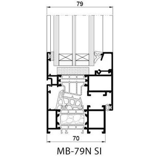 Aluminium kozijnprofiel MB-79N SI Technische tekening